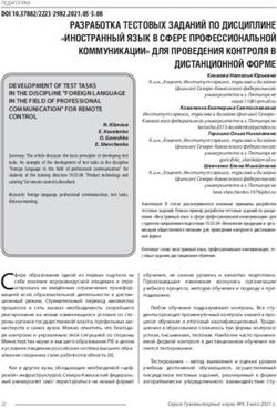 РАЗРАБОТКА ТЕСТОВЫХ ЗАДАНИЙ ПО ДИСЦИПЛИНЕ "ИНОСТРАННЫЙ ЯЗЫК В СФЕРЕ ПРОФЕССИОНАЛЬНОЙ КОММУНИКАЦИИ" ДЛЯ ПРОВЕДЕНИЯ КОНТРОЛЯ В ДИСТАНЦИОННОЙ ФОРМЕ ...