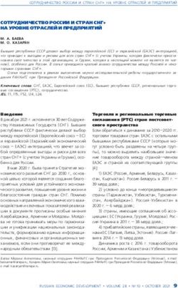 СОТРУДНИЧЕСТВО РОССИИ И СТРАН СНГ+ НА УРОВНЕ ОТРАСЛЕЙ И ПРЕДПРИЯТИЙ