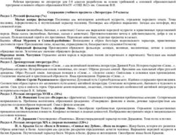Содержание учебного предмета "Литература" 5-9 классы