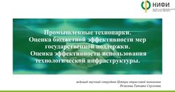 Промышленные технопарки. Оценка бюджетной эффективности мер государственной поддержки. Оценка эффективности использования технологической ...